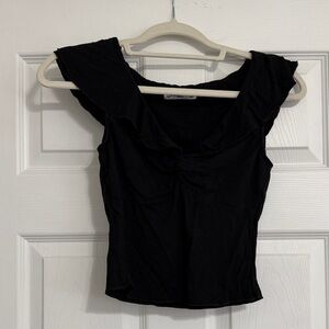 Princess Polly Black Ruffle Blouse